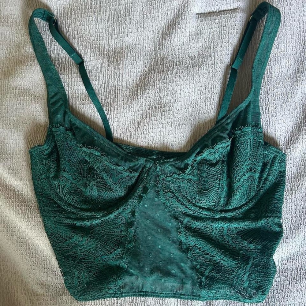 green hollister/gilly hicks corset top